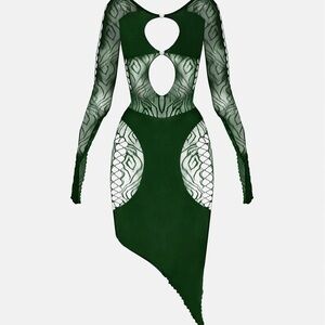 POSTER GIRL Asymmetrical Green Lace Dress